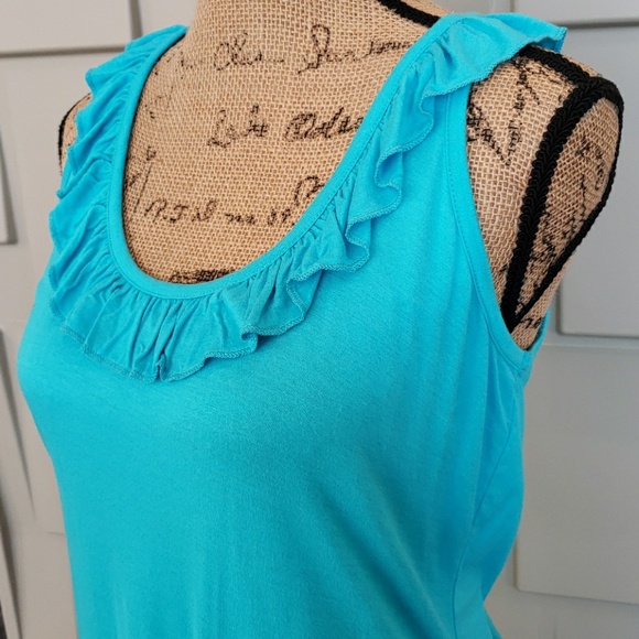 GNW tank top blue ruffle neckline racer back❤️Host Pick❤️ Size Medium - Picture 3 of 4